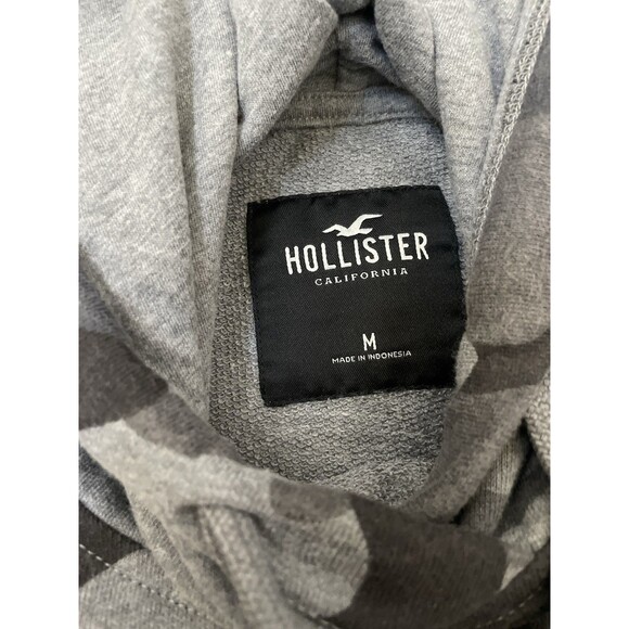 Hollister Girls Medium Boxy Black/Gray Camo Cropped Hoodie - Picture 6 of 9